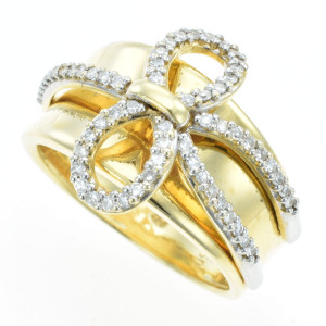 #25930 Anel Monte Carlo Laço em Ouro Amarelo, Ródio com Diamantes